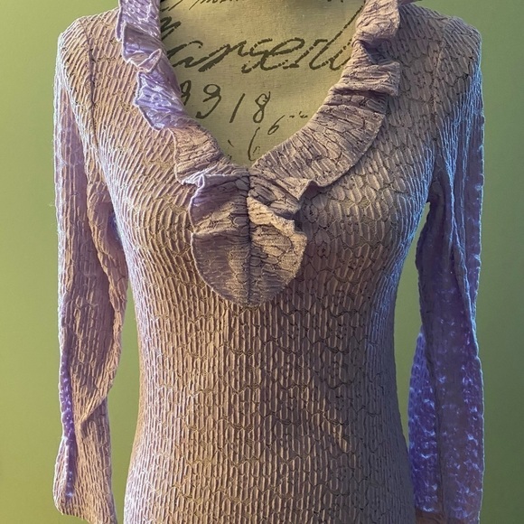 Tops - Women’s Purple Slightly Sheer Top with Ruffle Detail Size Small